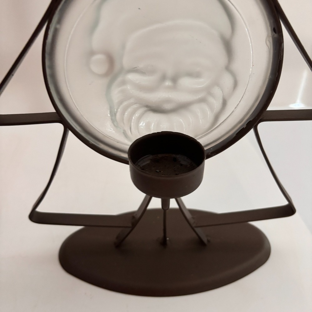 Nordic Scandinavia Holiday Decor Metal Christmas Tree Candle Holder Glass Santa - Picture 4 of 8